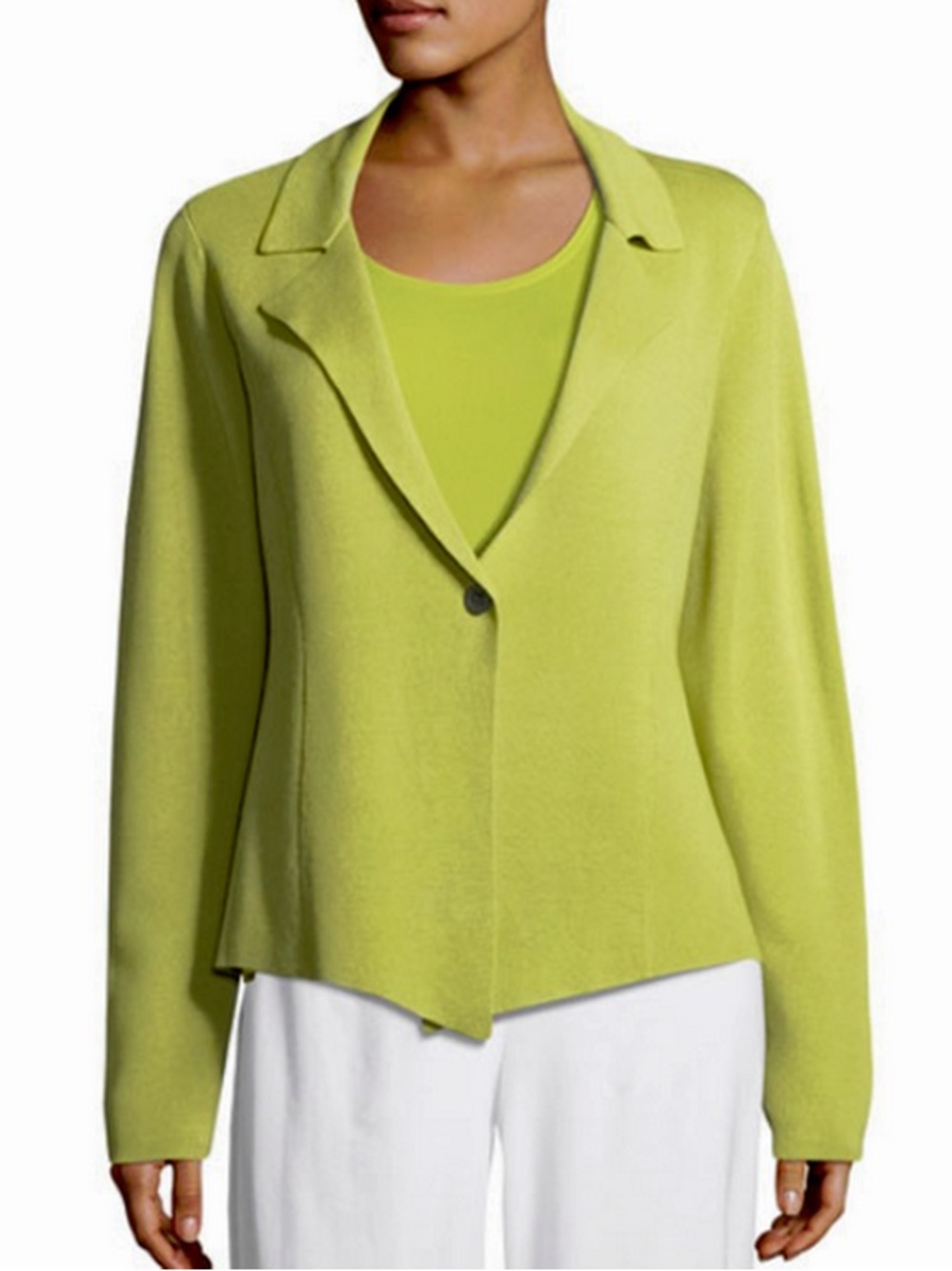Eileen Fisher Silk-Blend Interlock Short Jacket verbena lime Petite Small